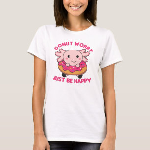 Cute Axolotl Funny Animals in Donut Rosa T Shirt