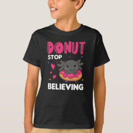 Cute Axolotl Funny Animals in Donut Rosa T Shirt