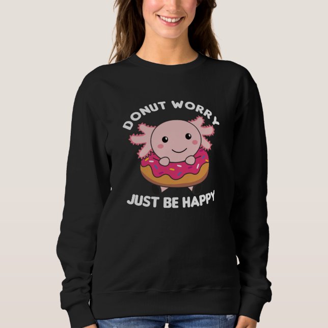 Cute Axolotl Funny Animals in Donut Rosa T Shirt (Framsida)