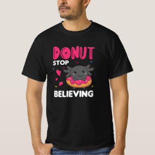 Cute Axolotl Funny Animals in Donut Rosa T Shirt