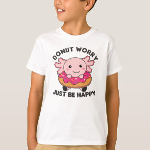 Cute Axolotl Funny Animals in Donut Rosa T Shirt