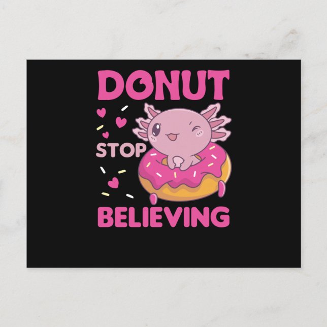 Cute Axolotl Funny Animals in Donut Rosa Vykort (Framsida)