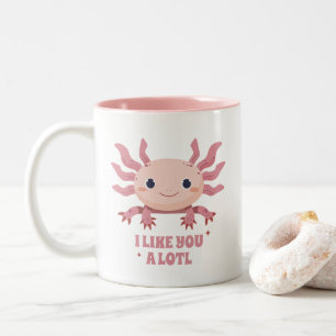 Cute Axolotl Funny Pun Modern Animal Lover Två-Tonad Mugg