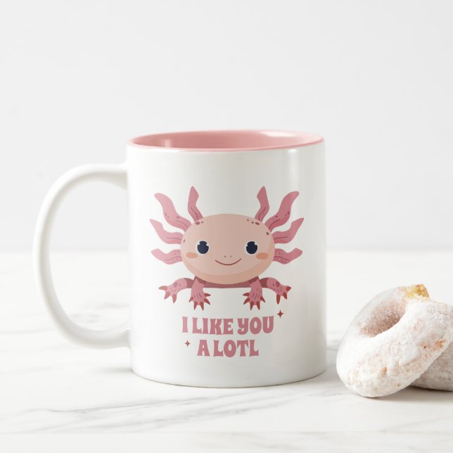 Cute Axolotl Funny Pun Modern Animal Lover Två-Tonad Mugg (Med munk)