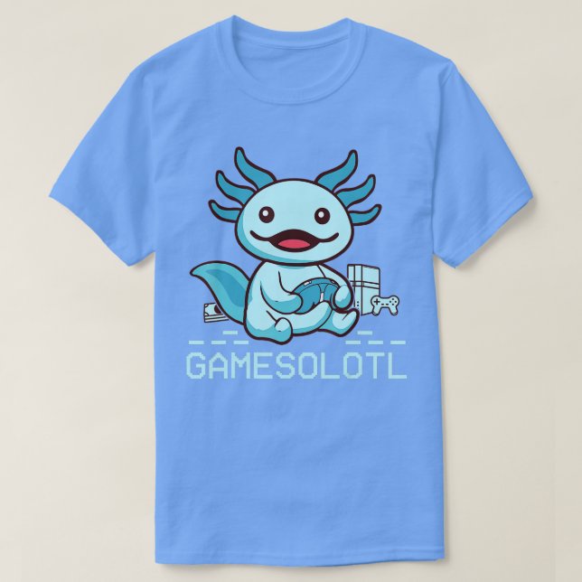 Cute Axolotl Gamesolotl Blue Axolotl Salamander K T Shirt (Design framsida)