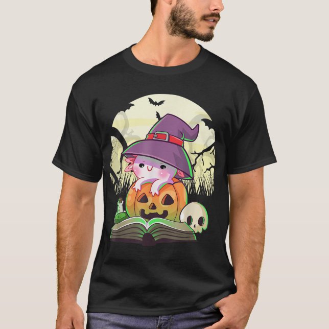 Cute Axolotl Halloween Costume Pumpkin Pastel Goth T Shirt (Framsida)
