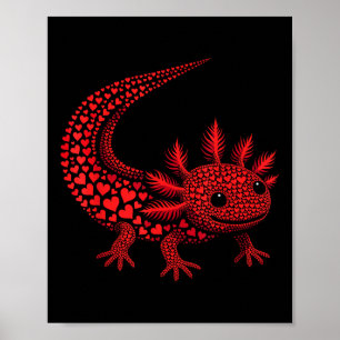 Cute Axolotl Heart Kids Manar Vomens Valentine Axo Poster