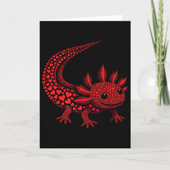 Cute Axolotl Heart Kids Mens Womens Valentine Axol Kort (Framsida)