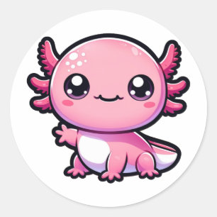 Cute Axolotl Hej Runt Klistermärke