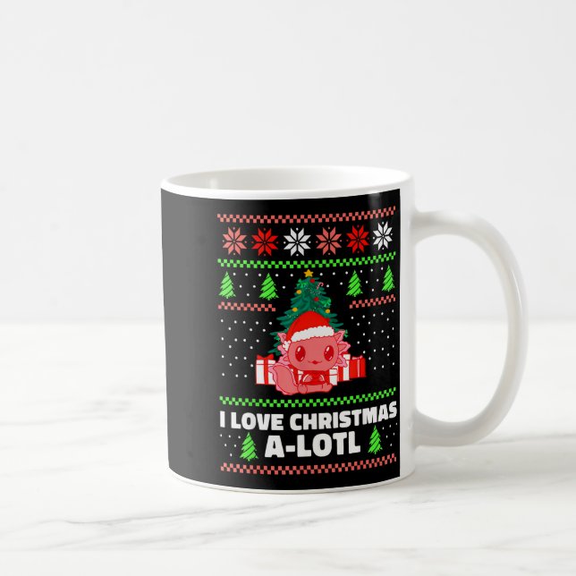 Cute Axolotl I Love Christmas A-lotl Xmas Hat Sant Kaffemugg (Höger)