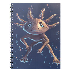 Cute axolotl i vatten anteckningsbok