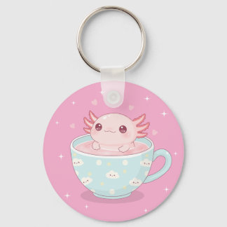 Cute axolotl in a cup nyckelring