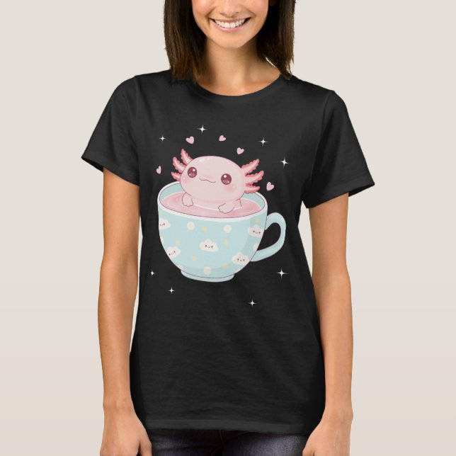 Cute axolotl in a cup t shirt (Framsida)