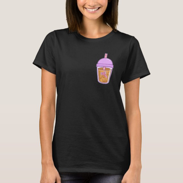 Cute Axolotl In Boba Tea T Shirt (Framsida)