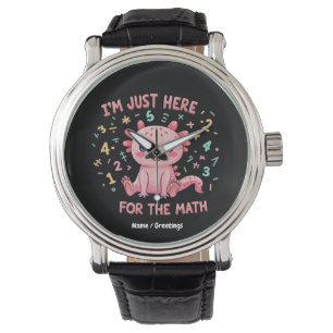 Cute Axolotl jag är här för Math Funny Retro Armbandsur