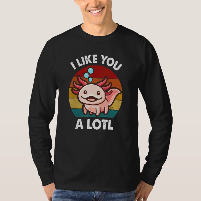 Cute Axolotl Jag gillar dig Alotl Salamander Vinta T Shirt (Framsida)