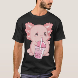 Cute Axolotl Japanska jordgubbar Mjölk Anime Rosa  T Shirt