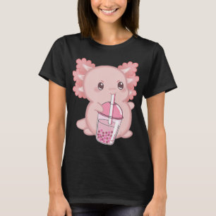 Cute Axolotl Japanska jordgubbar Mjölk Anime Rosa T Shirt