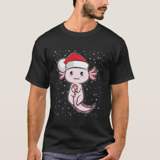 Cute Axolotl jul Candy cane Funny Salamander T Shirt