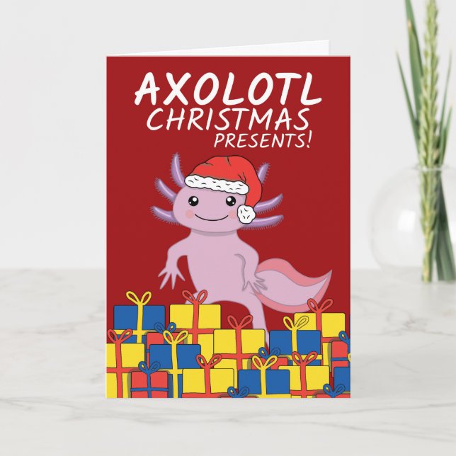 Cute Axolotl Julklapp Helgdag Card Helgkort (Framsida)