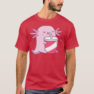 Cute Axolotl Kärlek Drinking Soda T Shirt