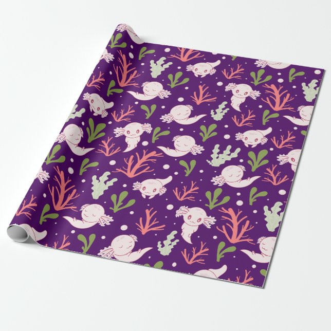 Cute Axolotl Kawaii Aduly Underwater Presentpapper (Utrullad)