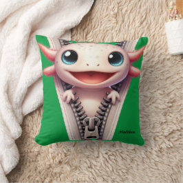 Cute Axolotl Kids Grönt Anpassade Namn Kudde