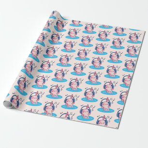 Cute Axolotl lyssnar på musik Presentpapper