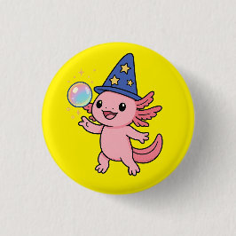 Cute Axolotl Magician Button Knapp
