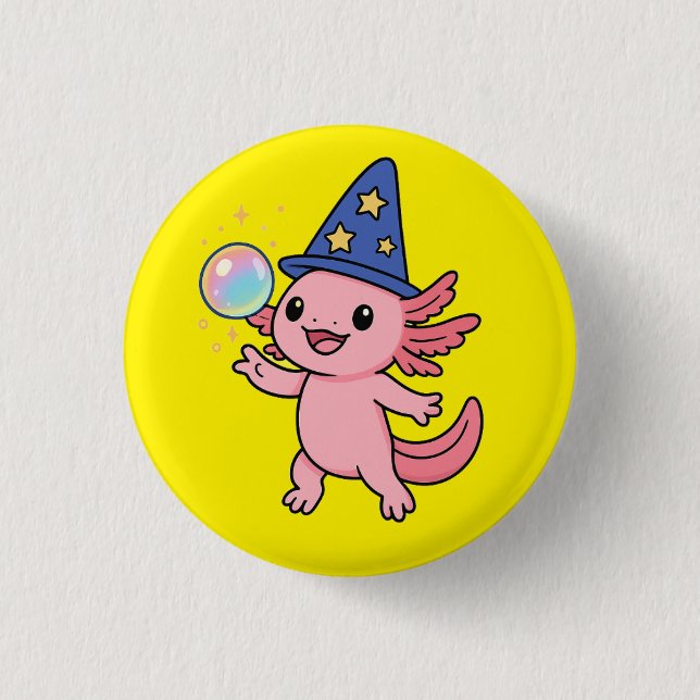Cute Axolotl Magician Button Knapp (Framsida)