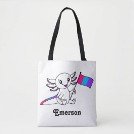 Cute Axolotl med Androgyne Pride Flagga LGBTQ+ Tygkasse