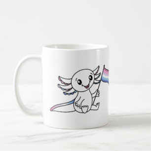 Cute Axolotl med Bigender Pride Flagga HGBTQ+ Kaffemugg