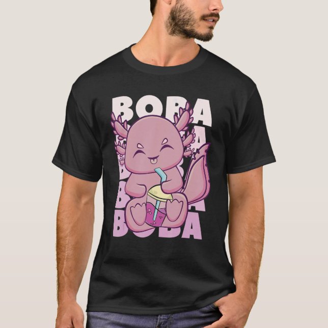 Cute Axolotl med Mjölk-bubbeltea för B T Shirt (Framsida)