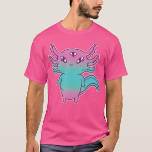 Cute Axolotl med tre Ögon Kawaii Amphibian Sala T Shirt