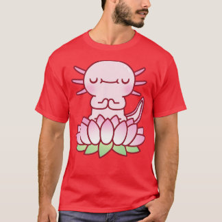 Cute Axolotl Meditl på Lotus Flower T Shirt