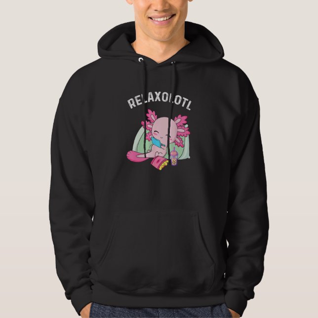 Cute Axolotl  Mexican Salamander Relaxolotl 3 Hoodie (Framsida)