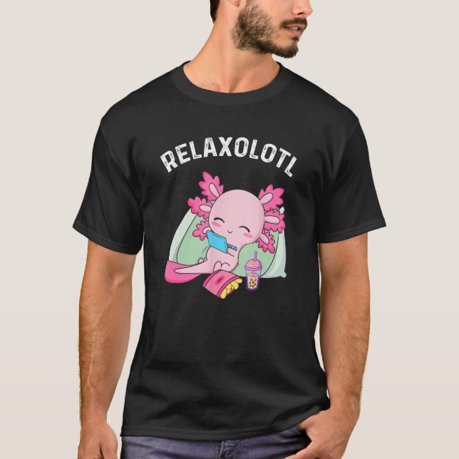 Cute Axolotl Mexican Salamander Relaxolotl 3 T Shirt (Framsida)