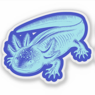 Cute Axolotl New Design Ocean Blue Vinyl Klistermärken