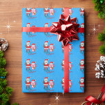 Cute Axolotl och Jultomten God jul Presentpapper<br><div class="desc">Det är pappert att stänga in mönster i kutym och berömvärd Axolotl och Jultomten. Bakgrunden är blå med fallande snö (silver, grått och vita prickar). Tomten hänger oss med en söt rosa axolotl och önskar alla barn ett God jul. Barnen kommer att KÄRLEK den här inslagningen pappra på alla sina...</div>