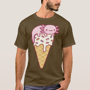 Cute Axolotl på Vanilla Ice Cream Cone Funny T Shirt