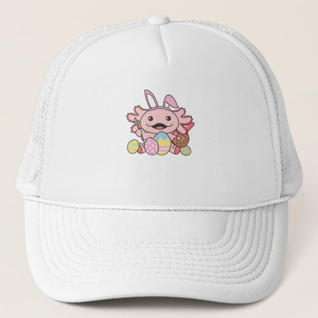 Cute Axolotl Påsk med Påskägg som Påsk Keps (Framsida)