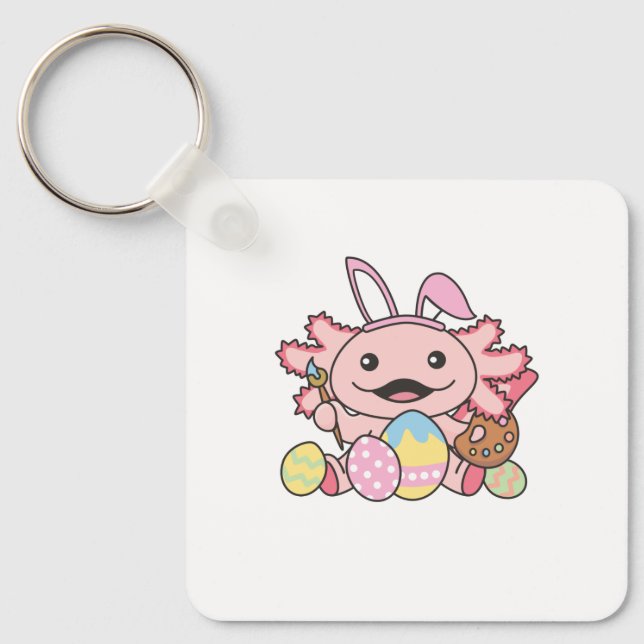 Cute Axolotl Påsk med Påskägg som Påsk Nyckelring (Framsida)
