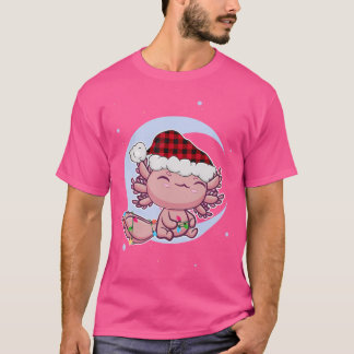 Cute Axolotl Pet jul Kväll Santa Hat Kawaii Sa T Shirt