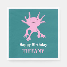 Cute Axolotl Pink Salamander Birthday Party Pappersservett
