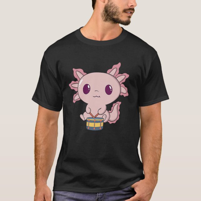 Cute Axolotl Playing Snare Percussion  Snare Drumm T Shirt (Framsida)
