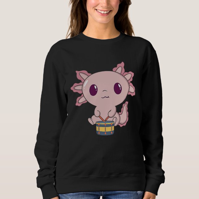 Cute Axolotl Playing Snare Percussion  Snare Drumm T Shirt (Framsida)