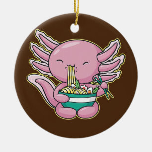 Cute Axolotl Ramen Japansk Anime Noodles Teenage Julgransprydnad Keramik