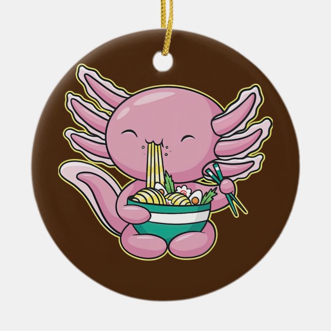Cute Axolotl Ramen Japansk Anime Noodles Teenage Julgransprydnad Keramik (Framsidan)