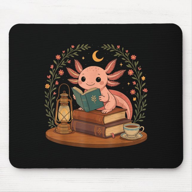 Cute Axolotl Reading Books Cozy Bookworm  Musmatta (Framsidan)