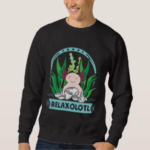 Cute Axolotl relaxing Amphibia Salamander Kawaii Lång Ärmad Tröja